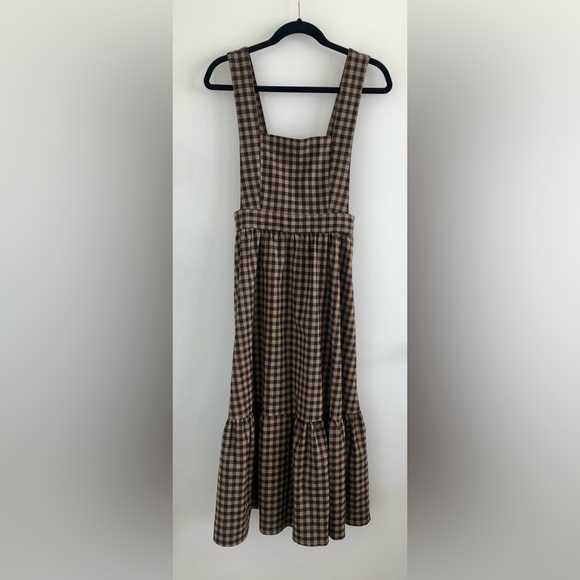 Urban Outfitters Dresses & Skirts - Urban Outfitters Brown Checkered Pinafore Midi Dress